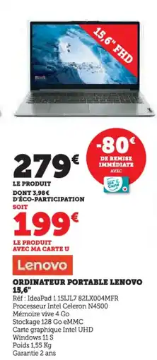 Hyper U Ordinateur portable lenovo offre