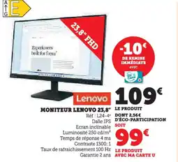 Hyper U Moniteur lenovo 23,8" offre