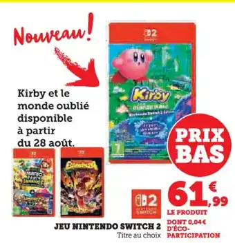 Hyper U Jeu nintendo switch 2 offre