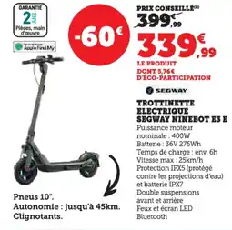 Hyper U Trottinette electrique segway ninebot e3 e offre