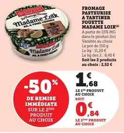 Bi1 Fromage pasteurise a tartiner fouette madame loik offre