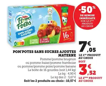 Bi1 Pom'potes sans sucres ajoutes materne offre
