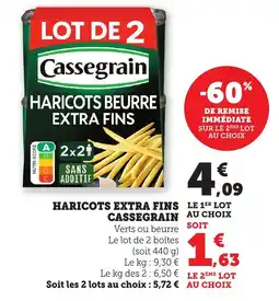 Bi1 Haricots extra fins cassegrain offre