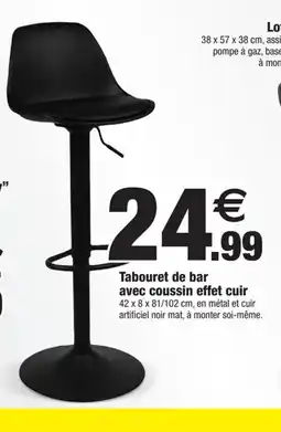 Bazarland Tabouret de bar avec coussin effet cuir offre
