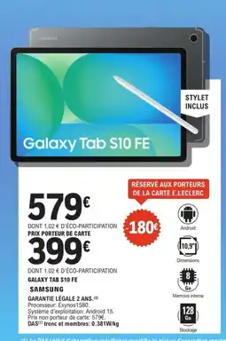 E.Leclerc Espace Culturel SAMSUNG Galaxy tab s10 fe offre
