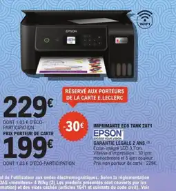 E.Leclerc Espace Culturel EPSON Imprimante eco tank 2871 offre