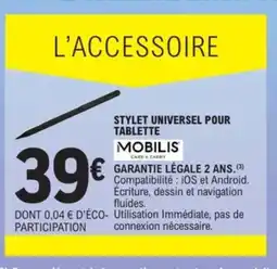 E.Leclerc Espace Culturel MOBILIS Stylet universel pour tablette offre