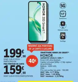 E.Leclerc Espace Culturel HONOR Smartphone honor 200 smart offre