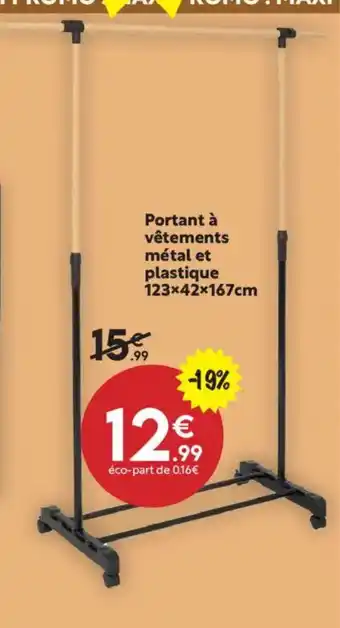 Maxi Bazar Portant à vêtements métal et plastique offre