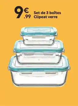 Maxi Bazar Set de 3 boîtes Clipeat verre offre