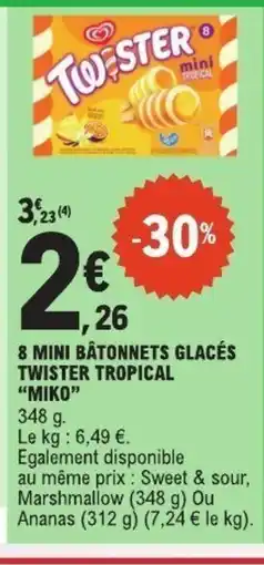 E.Leclerc MIKO 8 Mini bâtonnets glacés twister tropical offre