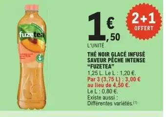 E.Leclerc FUZETEA Thé noir glacé infusé saveur pêche intense offre