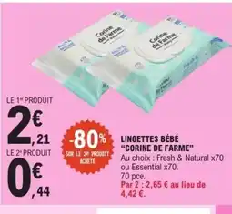E.Leclerc CORINE DE FARME Lingettes bébé offre