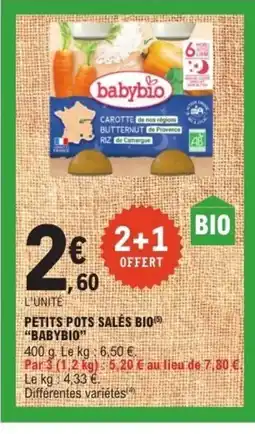 E.Leclerc BABYBIO Petits pots sales bio offre