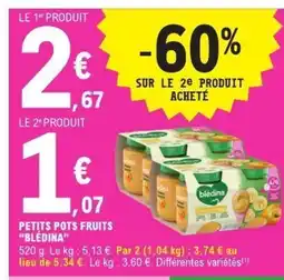 E.Leclerc BLÉDINA Petits pots fruits offre