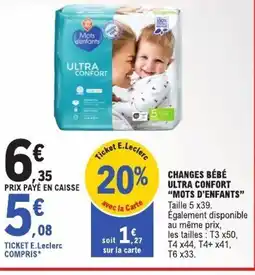 E.Leclerc MOTS D'ENFANTS Changes bébé ultra confort offre