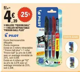 E.Leclerc PILOT 3 Rollers frixion ball + 1 roller rétractable frixion ball plus offre