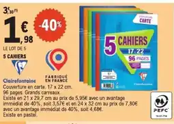 E.Leclerc CLAIREFONTAINE 5 Cahiers offre