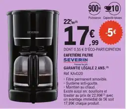 E.Leclerc SEVERIN Cafetière filtre offre