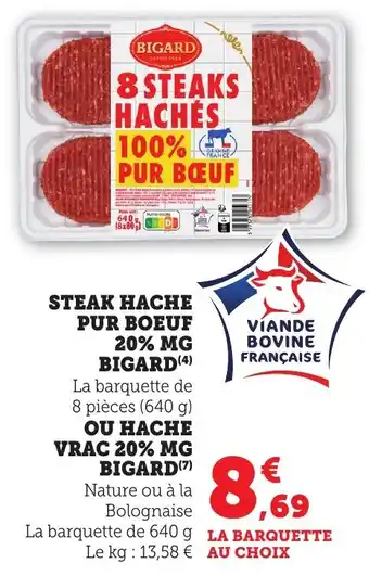 Bi1 Steak hache pur boeuf 20% mg bigard offre