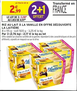 Intermarché Riz au lait à la vanille en offre découverte la laitière offre