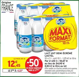 Intermarché Lait uht demi écrémé lactel offre