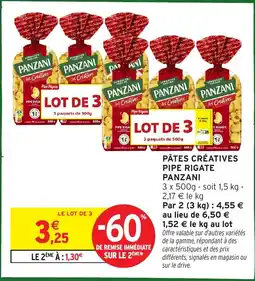 Intermarché Pâtes créatives pipe rigate panzani offre