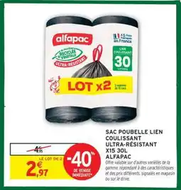 Intermarché SAC POUBELLE LIEN COULISSANT ULTRA-RÉSISTANT X15 30L ALFAPAC offre