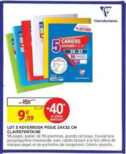 Intermarché LOT 5 KOVERBOOK PIQUE 24X32 CM CLAIREFONTAINE offre