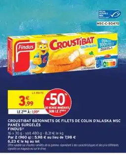 Intermarché CROUSTIBAT BÂTONNETS DE FILETS DE COLIN D'ALASKA MSC PANÉS SURGELÉS offre