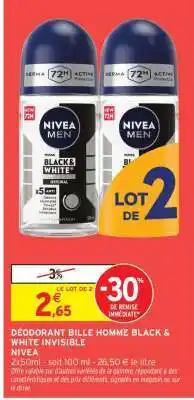 Intermarché DÉODORANT BILLE HOMME BLACK & WHITE INVISIBLE NIVEA offre