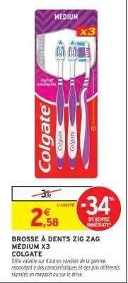 Intermarché BROSSE À DENTS ZIG ZAG MÉDIUM X3 offre