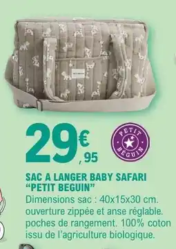 E.Leclerc SAC A LANGER BABY SAFARI 'PETIT BEGUIN' offre