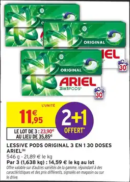 Intermarché Lessive pods original 3 en 130 doses ariel offre
