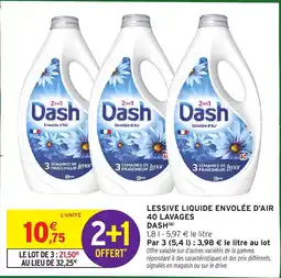 Intermarché Lessive liquide envolée d'air 40 lavages dash offre