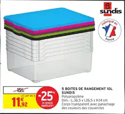 Intermarché 5 boites de rangement sundis offre
