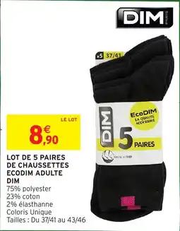 Intermarché Lot de 5 paires de chaussettes ecodim adulte dim offre