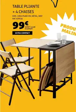 Gifi Table pliante + 4 chaises offre