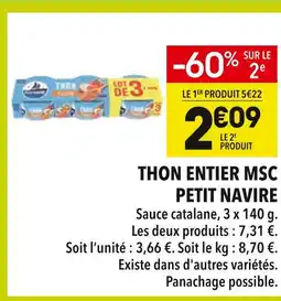Supeco Petit Navire Thon entier MSC offre