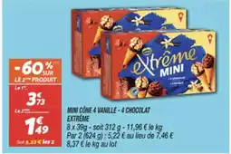 Netto EXTRÊME Mini cône 4 vanille - 4 chocolat offre