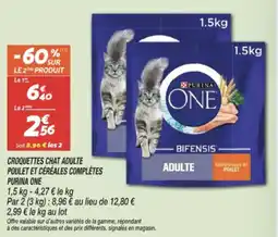 Netto PURINA ONE Croquettes chat adulte poulet et céréales complètes offre