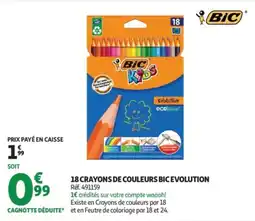 Auchan Supermarché 18 crayons de couleurs bic evolution offre