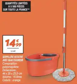 Netto Serpillère rotative avec seau essoreur offre
