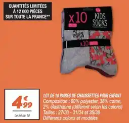 Netto Lot de 10 paires de chaussettes pour enfant offre