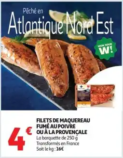 Auchan Supermarché Filets de maquereau fumé au poivre ou a la provençale offre