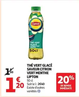 Auchan Supermarché The vert glacé saveur citron vert menthe lipton offre