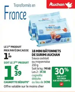 Auchan Supermarché Auchan 18 mini bâtonnets de surimi auchan offre