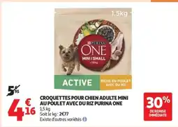 Auchan Supermarché Croquettes pour chien adulte mini au poulet avec du riz purina one offre