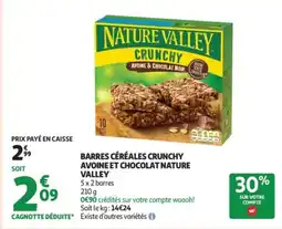Auchan Supermarché Barres céréales crunchy avoine et chocolat nature valley offre