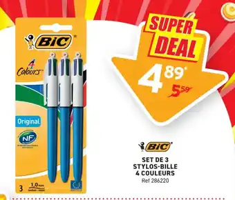 Trafic BIC Set de 3 stylos-bille 4 couleurs offre